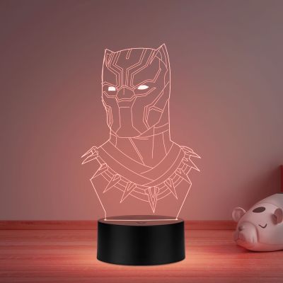 3D Illusion Black Panther Led Night lamp with Multicolored Gift For Avengers Lover